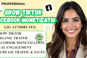 grow your tiktok, facebook monetization for organic traffic and engagement