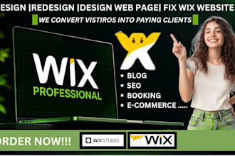 do wix website redesign, revamp wix website wix website build wix website