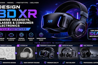 design 3d xr gaming headsets, glasses consumer electronics tech prototype