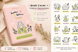draw a book cover and matching doodle illustrations