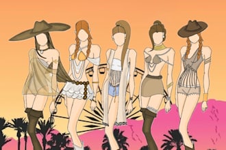 design fashion figurines  using procreate