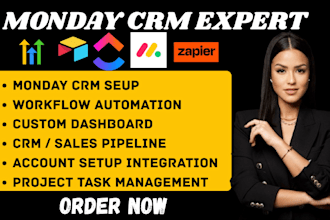 setup monday CRM workflow automation and dashboard for your business