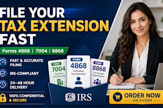 file extension forms 4868, 7004, 8868  for personal, llc and corporation tax