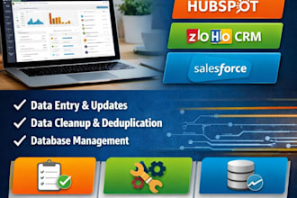 do CRM data entry and cleanup in hubspot zoho salesforce