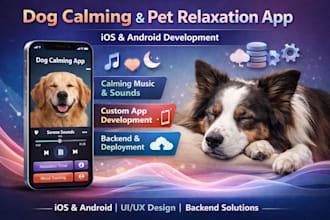 develop a dog calming app, pet relaxation app, dog music and anxiety relief app