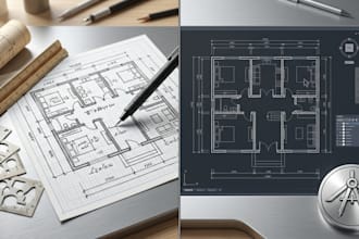 draw 2d floor plans and architectural drawings from your sketches or PDF