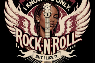 create a vintage skull rock band t shirt and merch logo design