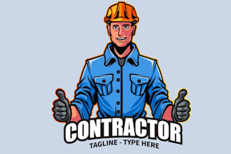 make high quality contractor mascot logo with t shirt design