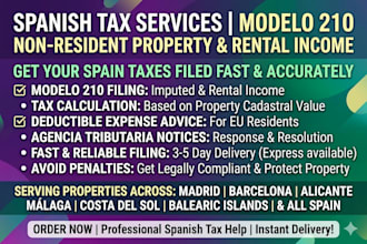 file your spanish non resident tax modelo 210 and rental income tax