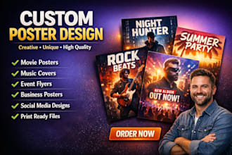 design a premium custom poster for any event or sports