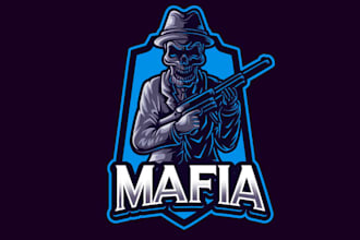 create high quality mafia mascot logo with t shirt design
