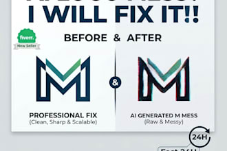 fix, clean up and refine your ai generated logo professionally