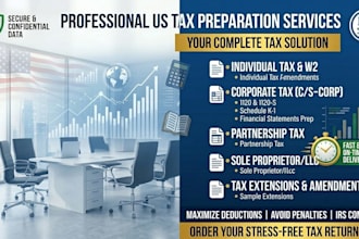 prepare and e file your US personal and business tax returns 1040, 1120, 1065