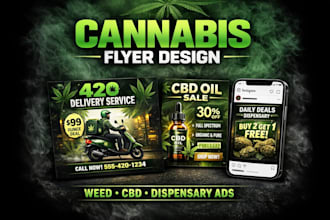 design cannabis, marijuana flyer, weed delivery, cbd hemp oil, dispensary