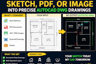 convert your sketch, PDF, or image into professional autocad dwg drawings