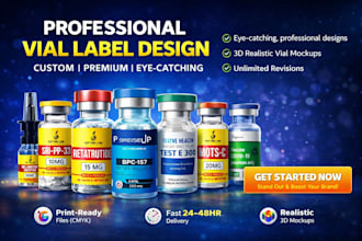 design professional vial label, peptide, and sarms label