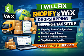 fix shopify wix dropshipping shipping tax setup rate configuration shipstation