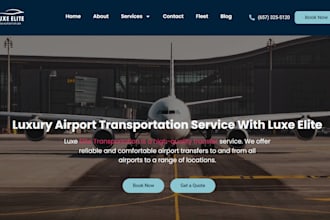 design airport transfer, and limousine landing pages