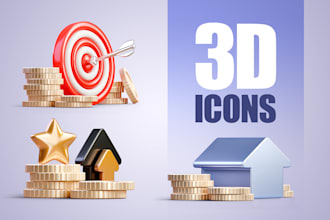 create aesthetic 3d icons for apps, websites and branding