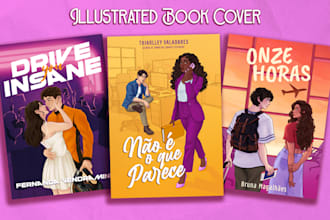 illustrate a custom romance book cover for authors