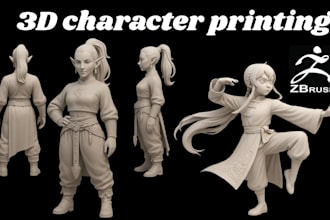 sculpt 3d printable character, anime figure, statue and miniature stl