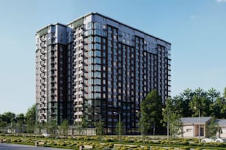 visualize 3d architectural rendering of apartment, homes, urban landscape, condo