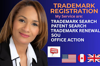 do trademark filing, search, sou, office action and patent filing, search review