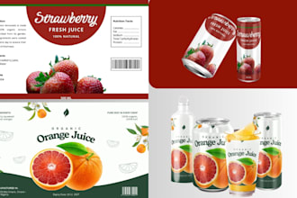 design beverage packaging label for energy drink soda juice can beer 3d mockups