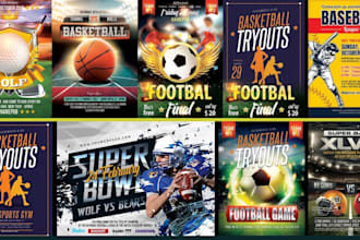 design sports graphics, flyers, poster, football, nfl, nba, nhl, ufc, soccer