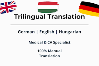 translate german, english and hungarian manually medical and professional