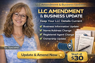 prepare llc amendment, llc address change, registered agent change, amend llc