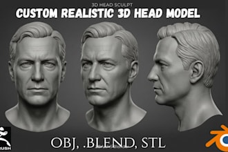 sculpt realistic 3d head model printable 3d face model head bust stl 3d printing