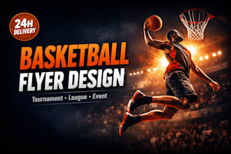 design an aggressive basketball tournament flyer for sports leagues