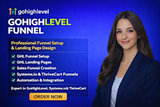 build gohighlevel funnel landing page systeme io thrivecart