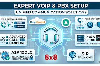 setup ringcentral aircall 8x8 quo a2p 10dlc call routing IVR voip 3cx pbx sip