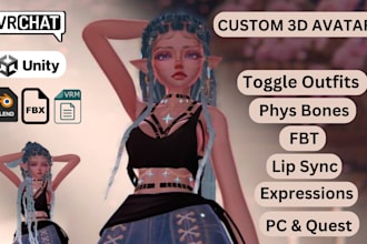 create custom vrchat anime vrc avatar vr character  furry 3d model vrchat avatar