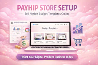 setup payhip notion template budget tracker store for digital product sales