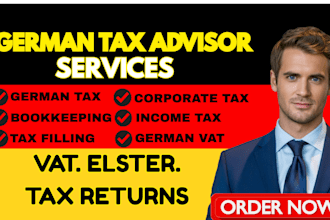handle german tax filing, bookkeeping, income tax , german vat