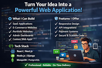 build custom web app, saas, ecommerce or portfolio website