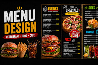 design professional restaurant menu, food menu, cafe menu