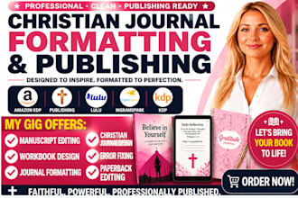 format christian journal ebook for draft2digital, iulu  or amazon kdp publishing