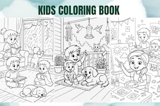 design bold and easy coloring book, coloring page, kids coloring book