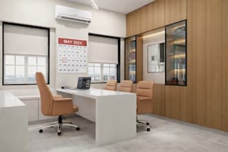 design modern office cabinet with smart storage for workspace using autocad