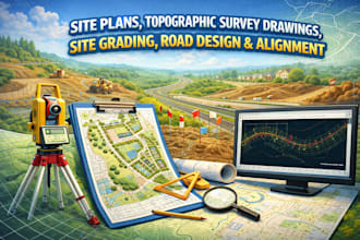 do site plans, topographic survey drawings, site grading, road design alignment