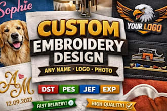 do embroidery digitizing logo, digitize image for embroidery design to dst file