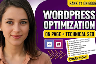 do wordpress on page SEO, website optimization, improve ranking and backlinking