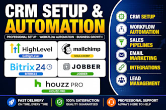 setup gohighlevel crm mailchimp bitrix24 jobber houzz pro workflow integration