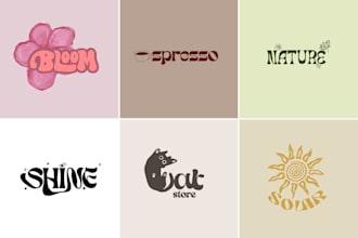 design retro groovy vintage hand drawn logo