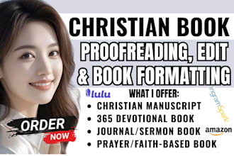 write, proofread, format christian ebook, KDP devotional prayer journal book