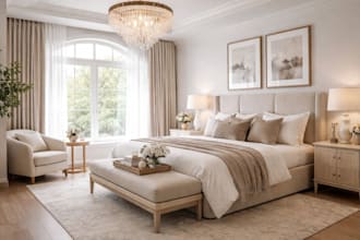 design modern bedroom interior and realistic 3d rendering